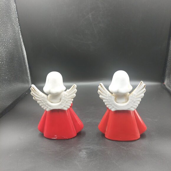 2 Vintage Japan Christmas Choir Angels w/Hymnal & Accordion Red Gold Trim - Picture 2 of 9